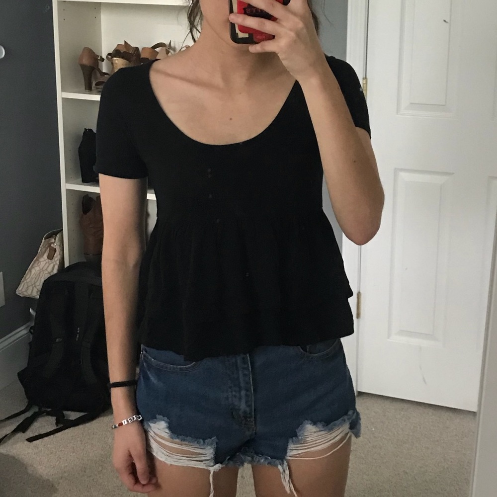 High Low Ruffle Crop Top